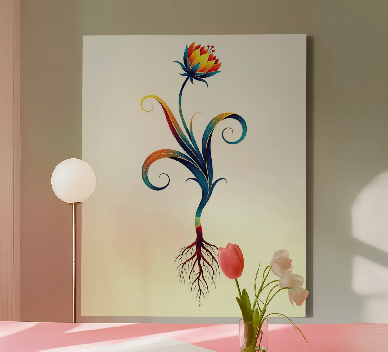 Floral bauhaus #027: Ethereal Bloom tela con Cornice a cassetta da Zen Design