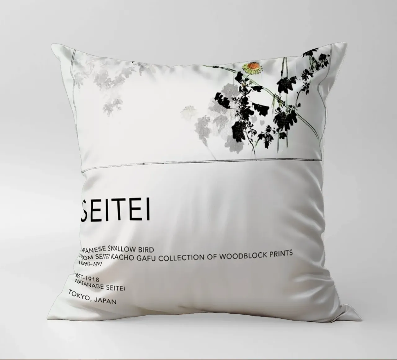 Seitei - Japanese Swallow Bird decorative cushion by Vintage by JUNIQE