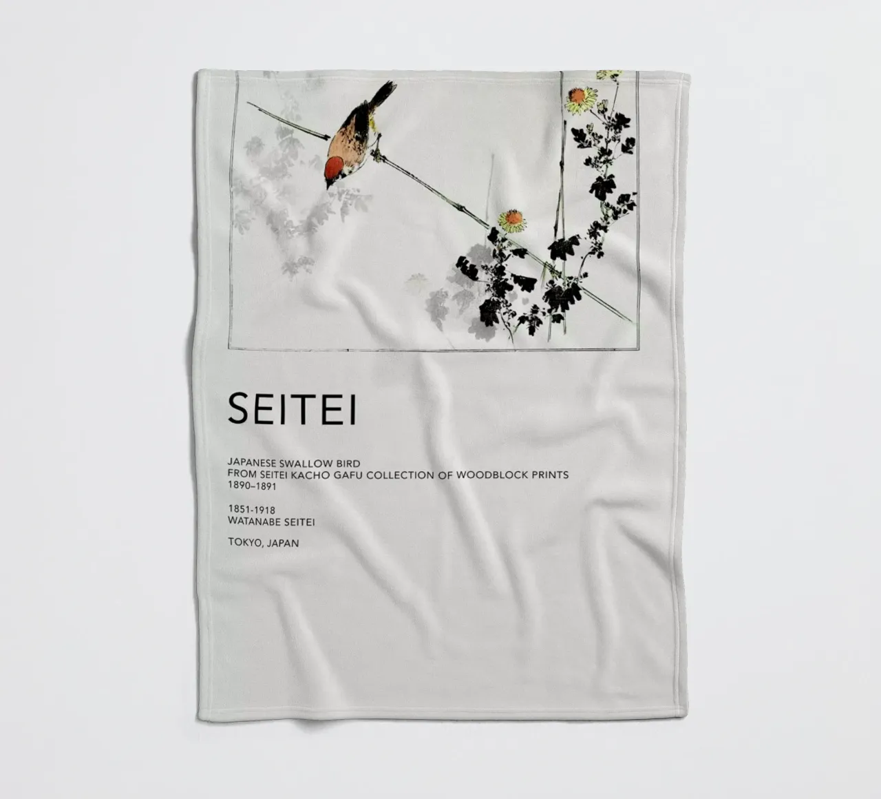 Seitei - Japanese Swallow Bird fleece blanket by Vintage by JUNIQE