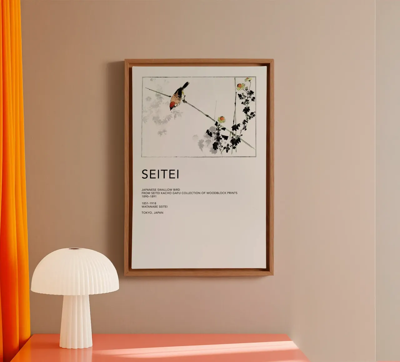 Seitei - Japanese Swallow Bird tela con Cornice a cassetta da Vintage by JUNIQE