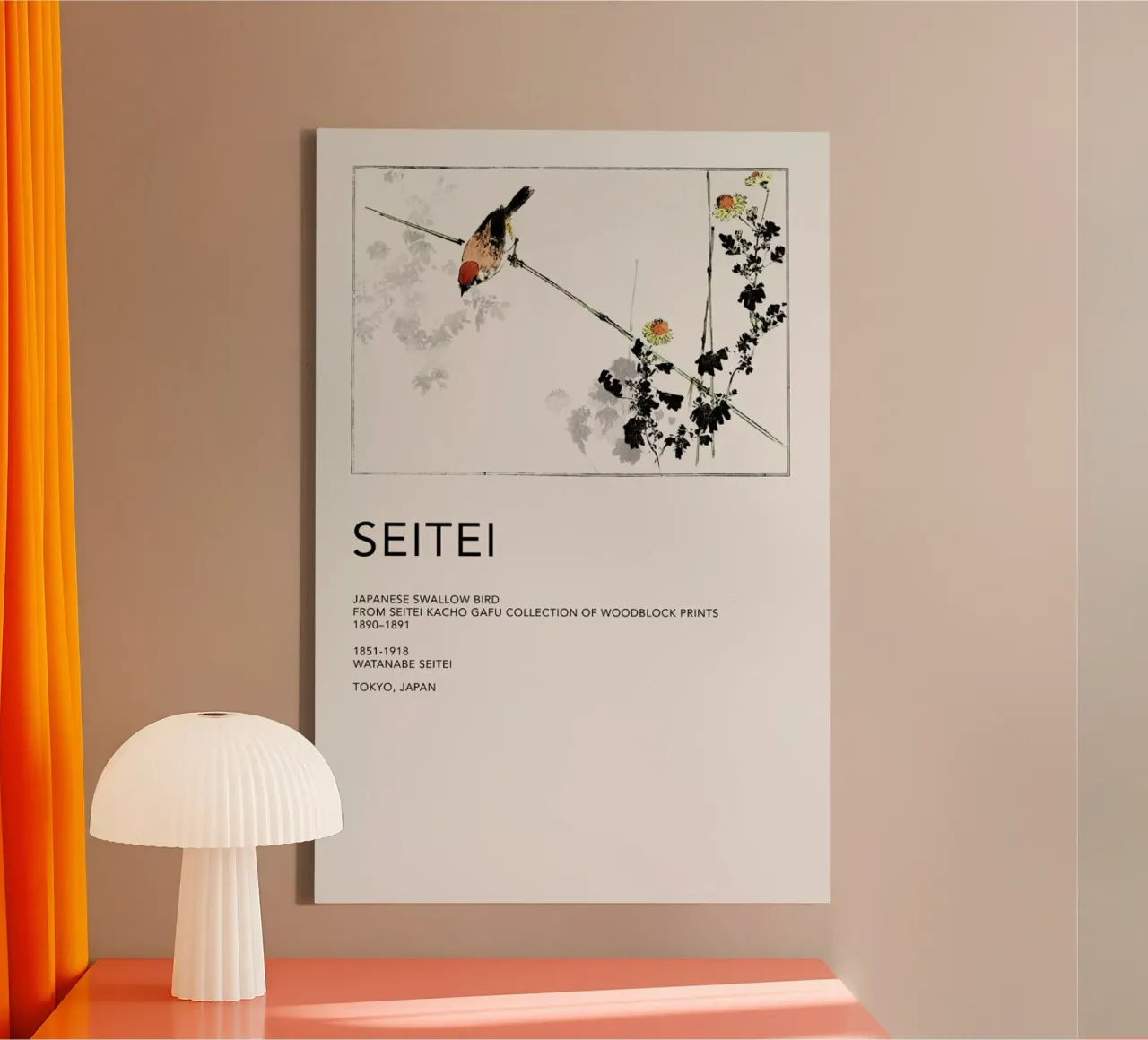 Seitei - Japanese Swallow Bird tela con Cornice a cassetta da Vintage by JUNIQE