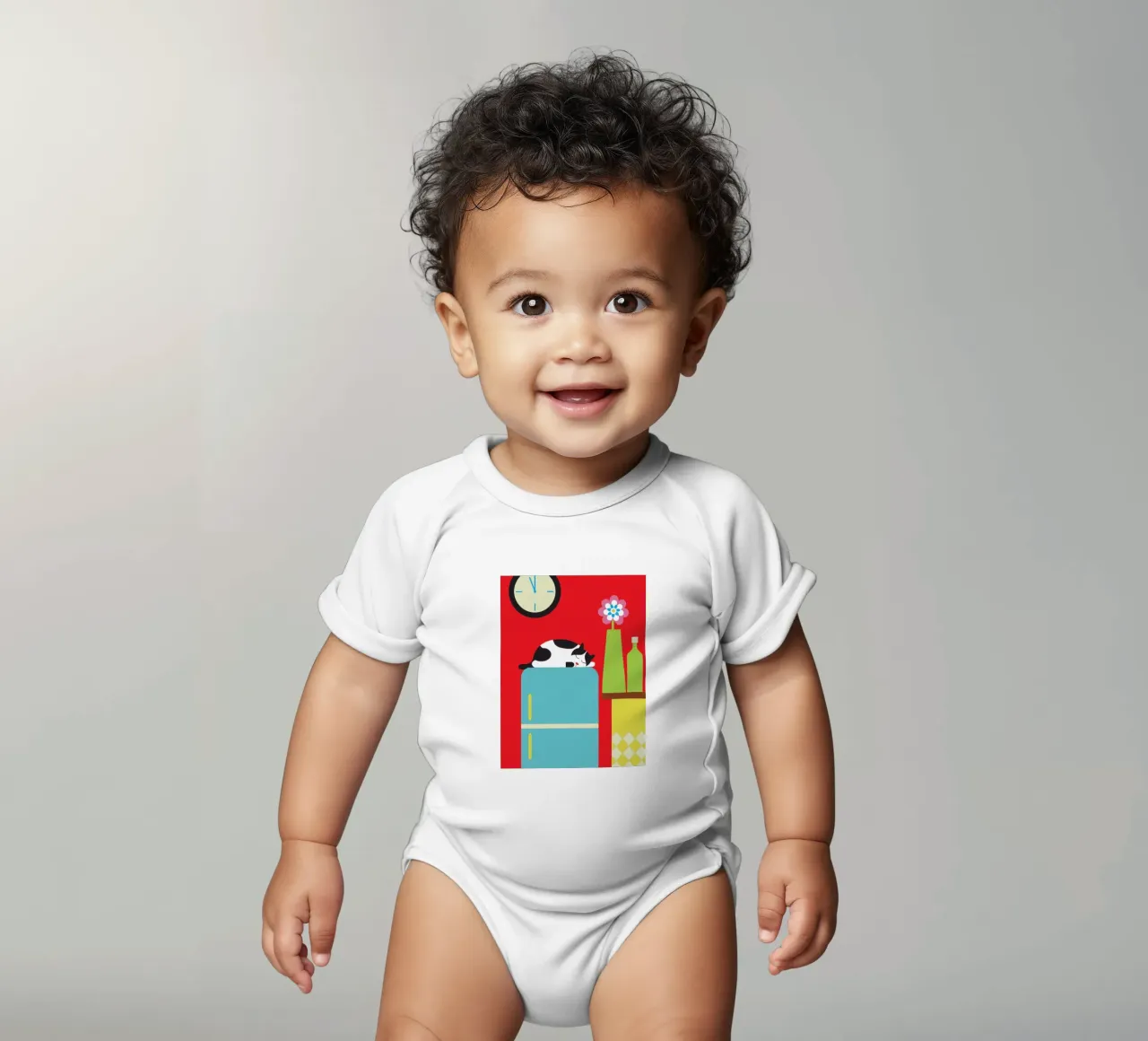 Sleeping Cat short-sleeve baby romper by LOOK DIFFERENT