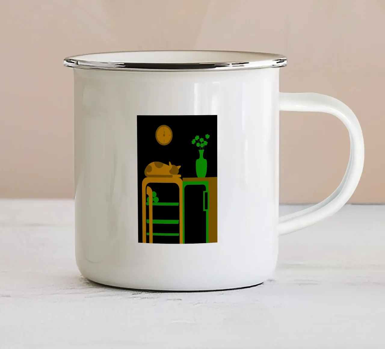 Gatto che dorme tazza in smalto da LOOK DIFFERENT