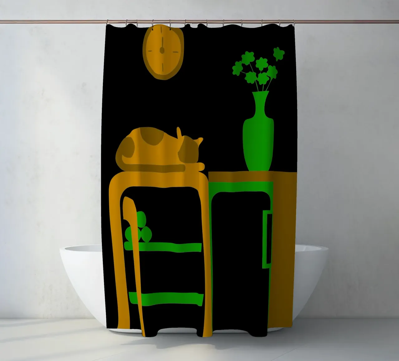 Sleeping Cat shower curtain by LOOK DIFFERENT