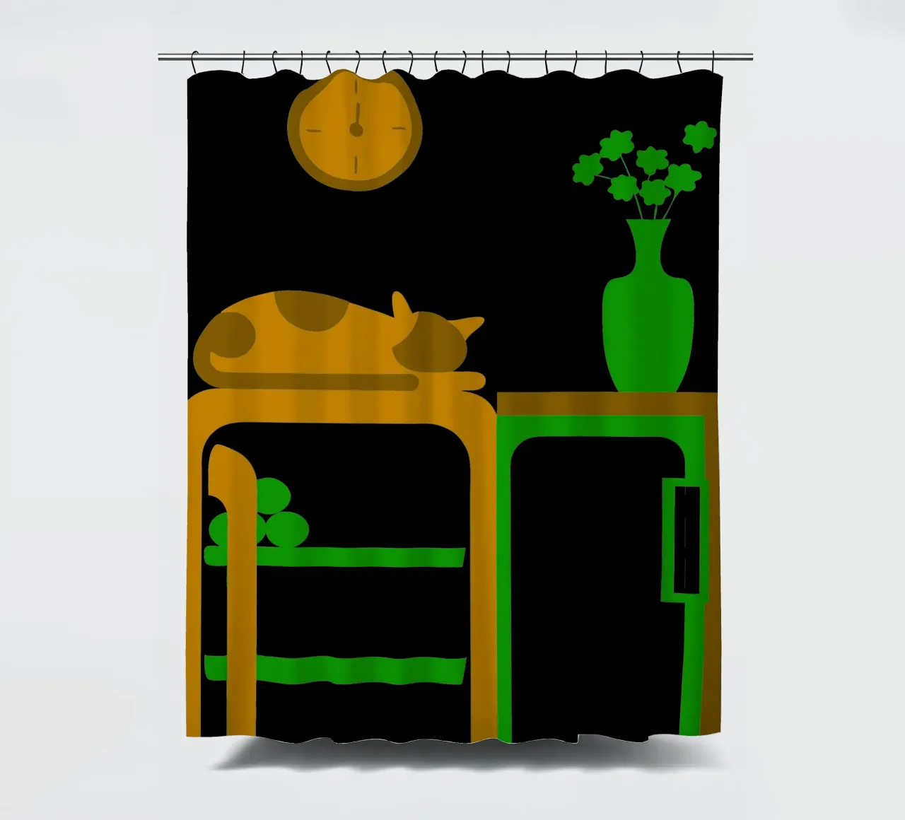 Sleeping Cat shower curtain by LOOK DIFFERENT
