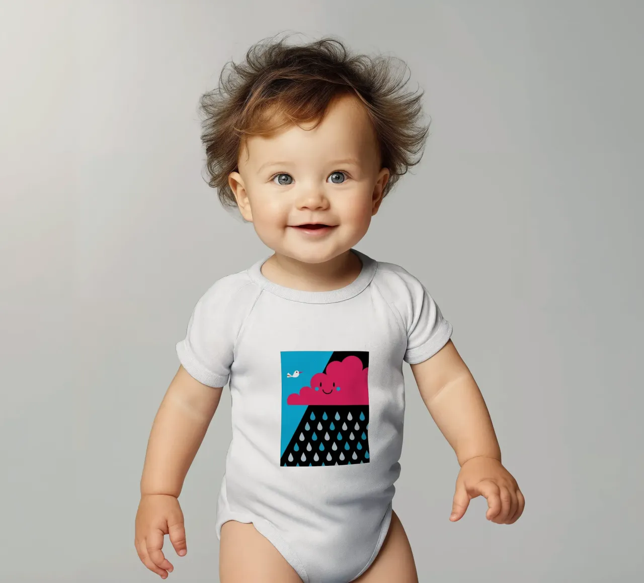 Nuvole di pioggia body neonato maniche corte da LOOK DIFFERENT