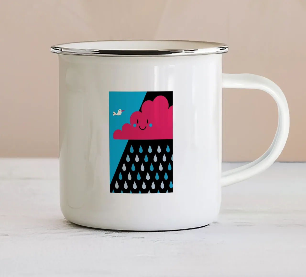 Regenwolken Emaille Tasse von LOOK DIFFERENT