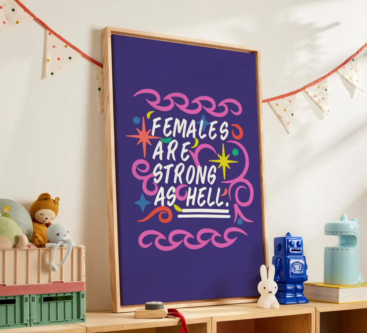 Females are strong as hell. canvas with Floater frame by Mariery Young
