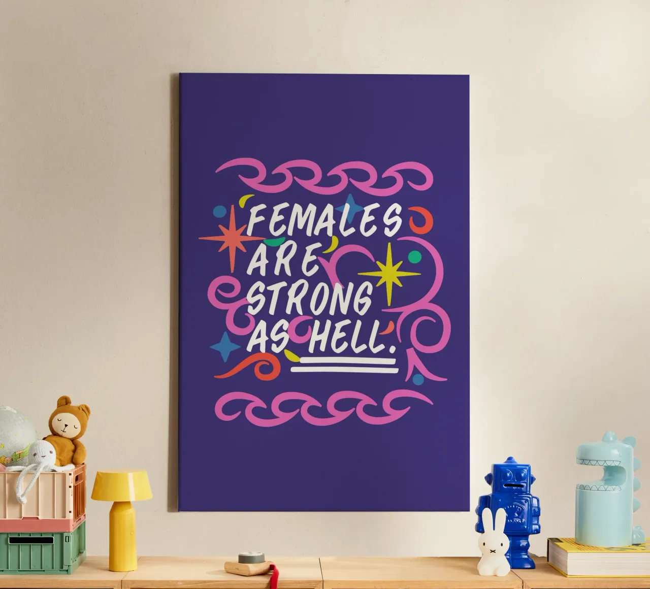 Females are strong as hell. canvas with Floater frame by Mariery Young