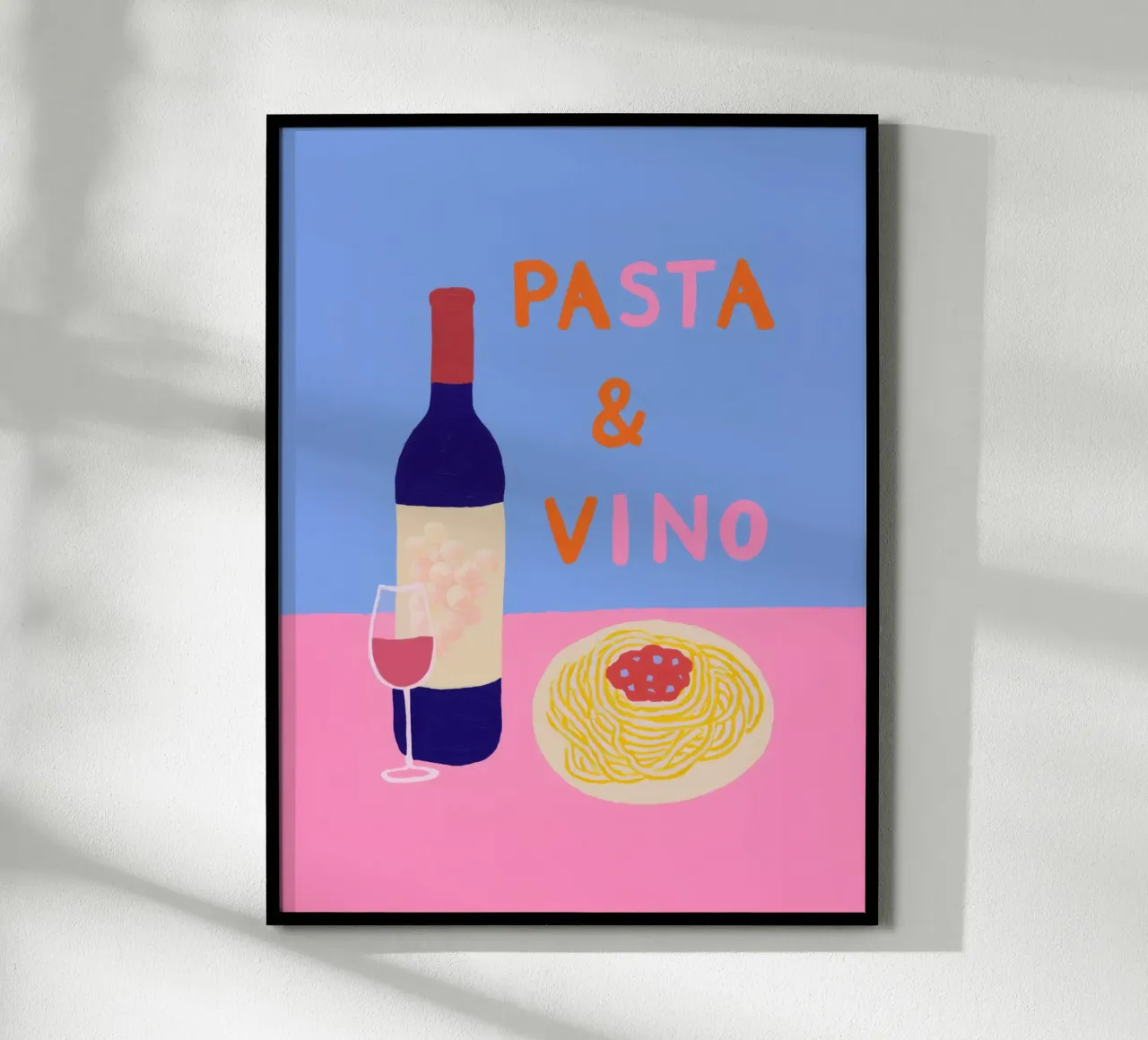 Spagetti & Vino Flair poster con telaio in alluminio da Carinaprint
