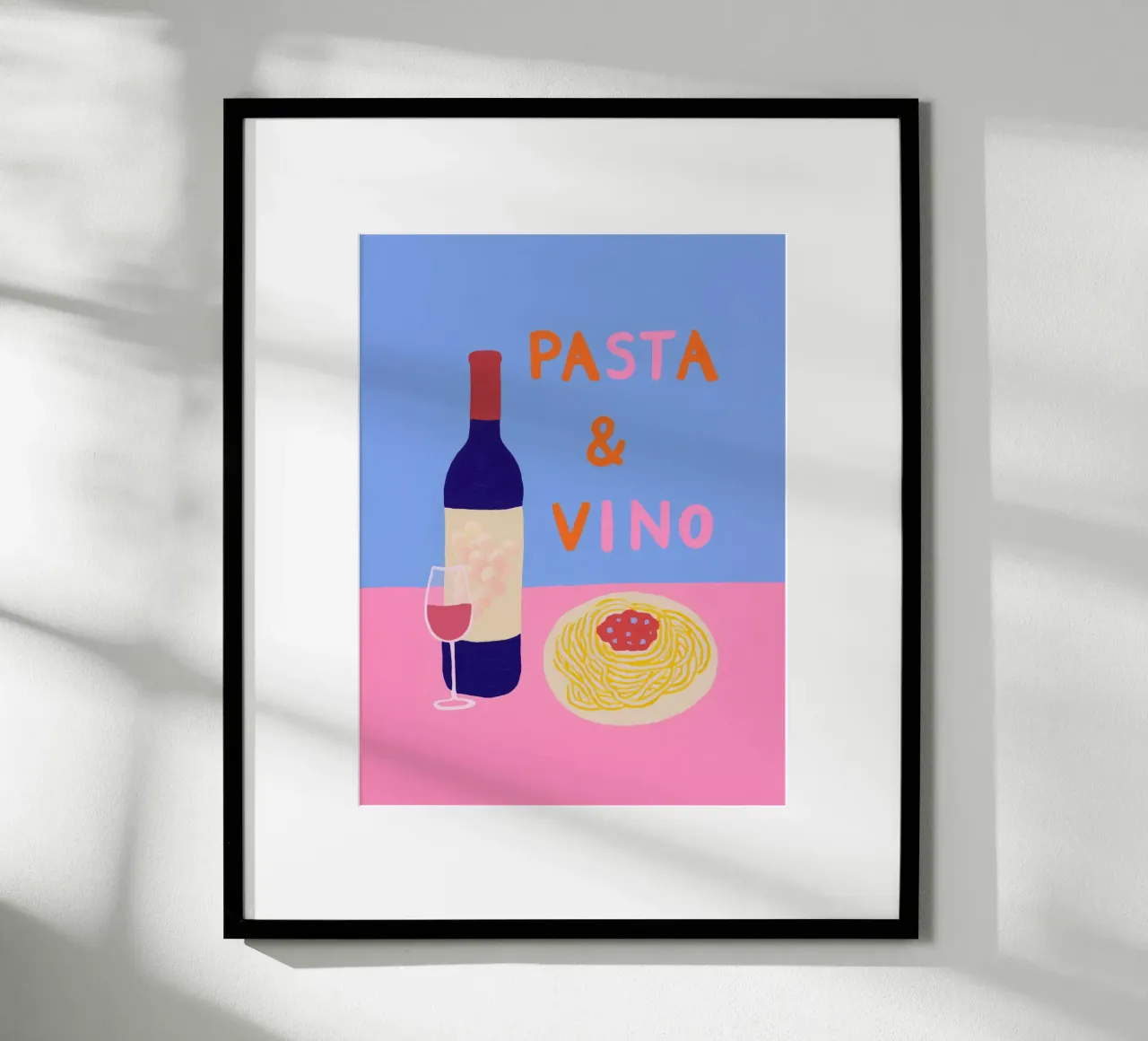 Spagetti & Vino Flair poster con telaio in alluminio da Carinaprint