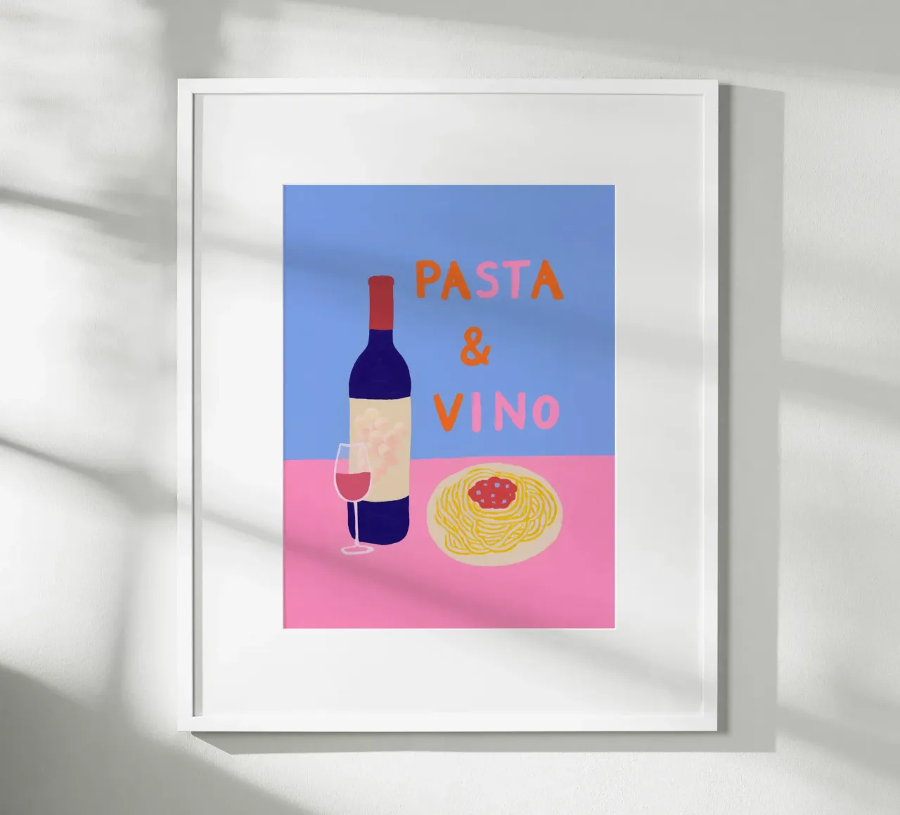 Spagetti & Vino Flair poster con telaio in alluminio da Carinaprint