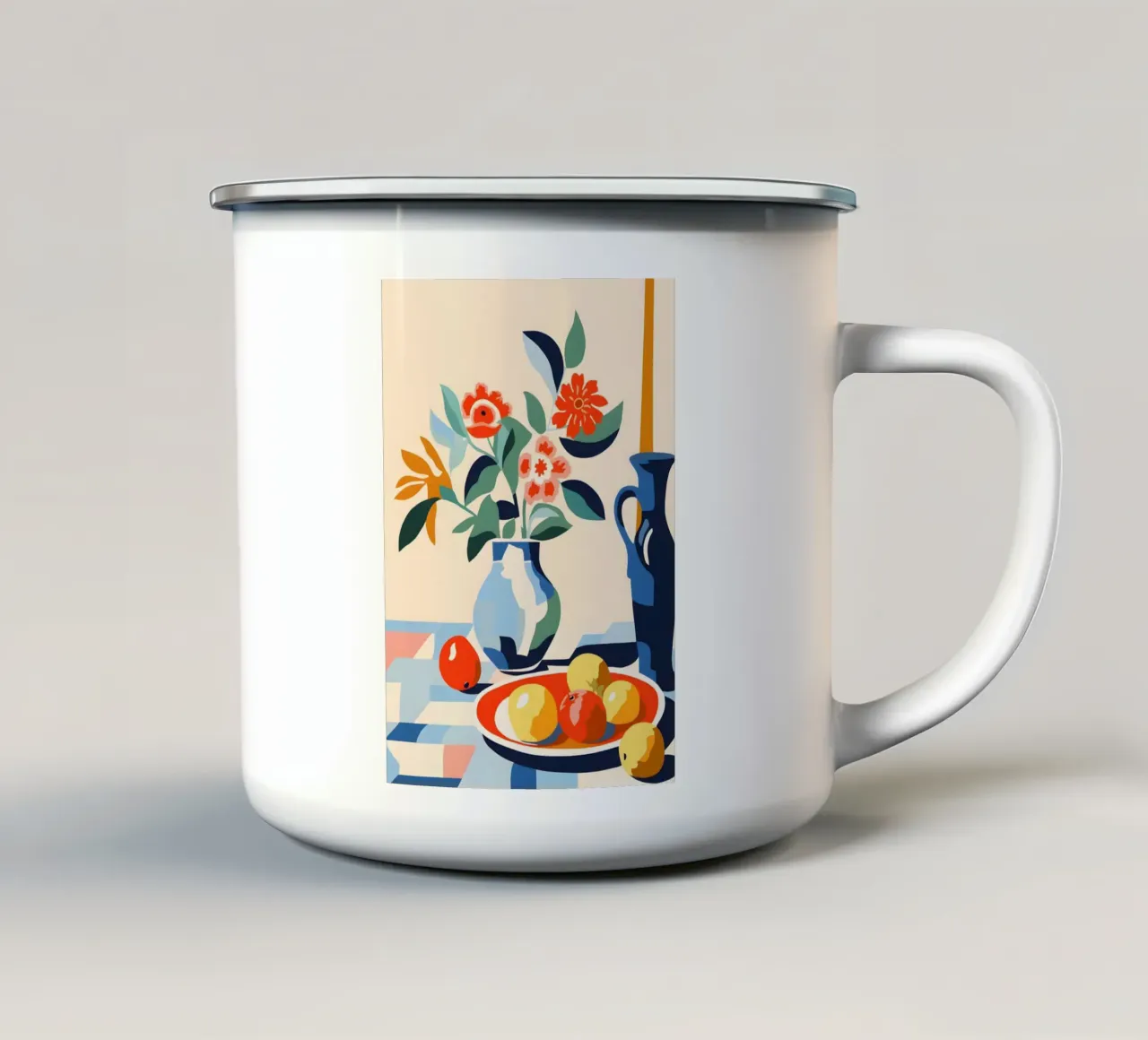 Vase a flowers and plate a fruits tazza in smalto da LisaArtes