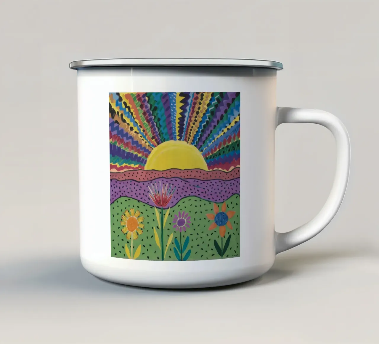 Magia del prato all'alba tazza in smalto da Zep Layers