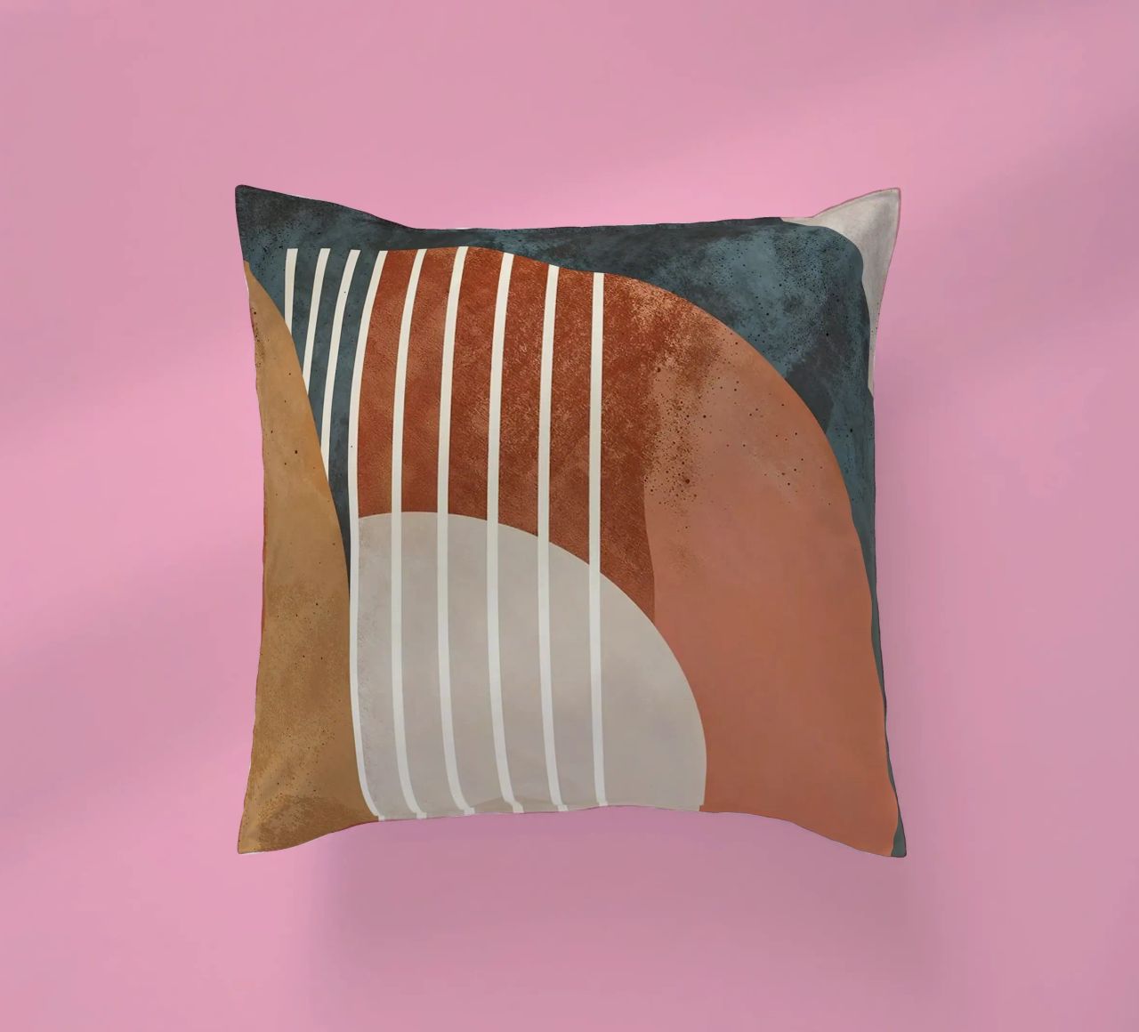 forme geometriche linee ad arco colori pastello curve arco astratto cuscino da Gloria A Kifyuk