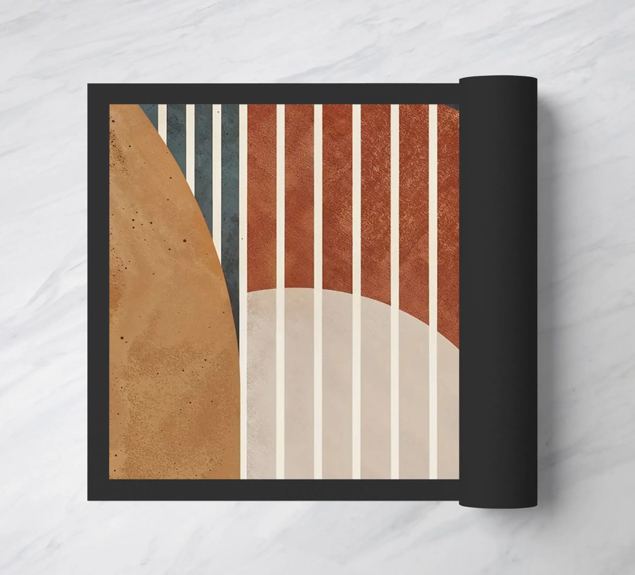 forme geometriche linee ad arco colori pastello curve arco astratto zerbino da Gloria A Kifyuk