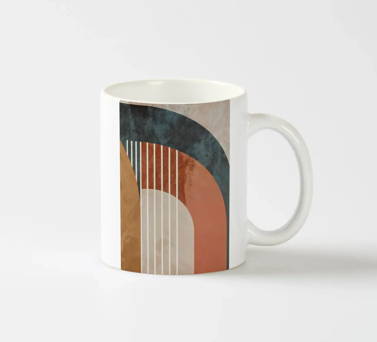 formes géométriques lignes arquées couleurs pastel courbes arc abstrac mug en céramique de Gloria A Kifyuk