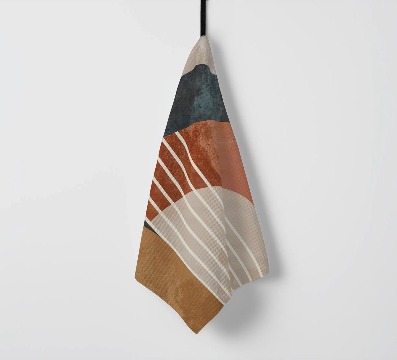 forme geometriche linee ad arco colori pastello curve arco astratto canovaccio da cucina da Gloria A Kifyuk