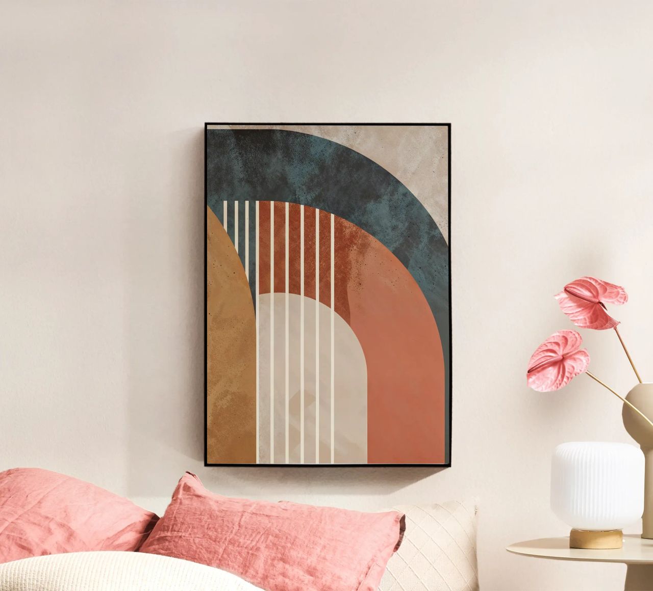 forme geometriche linee ad arco colori pastello curve arco astratto plexiglass da Gloria A Kifyuk