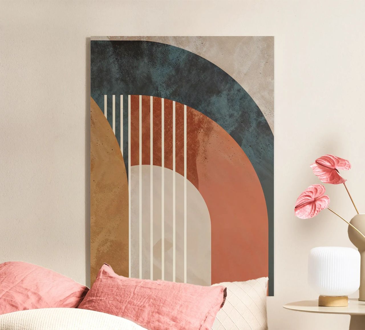 forme geometriche linee ad arco colori pastello curve arco astratto plexiglass da Gloria A Kifyuk