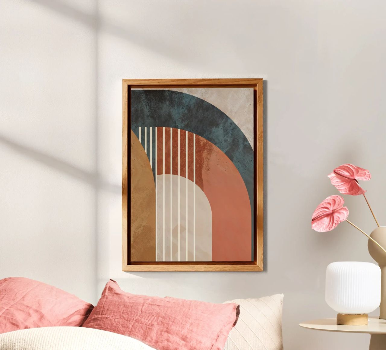 forme geometriche linee ad arco colori pastello curve arco astratto alluminio dibond da Gloria A Kifyuk