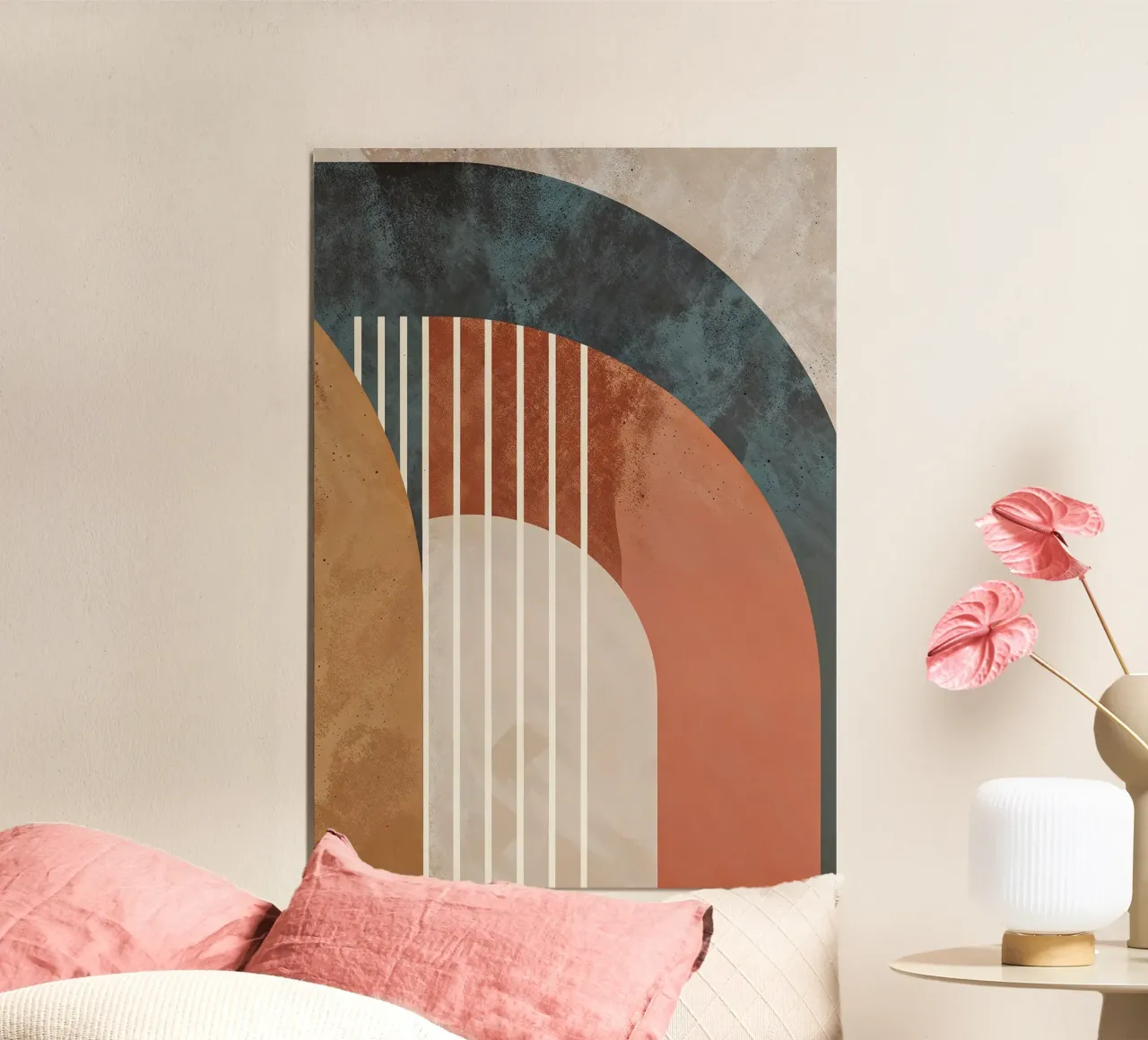 forme geometriche linee ad arco colori pastello curve arco astratto pannello forex da Gloria A Kifyuk