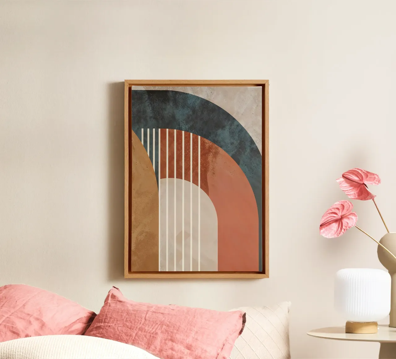 forme geometriche linee ad arco colori pastello curve arco astratto tela da Gloria A Kifyuk