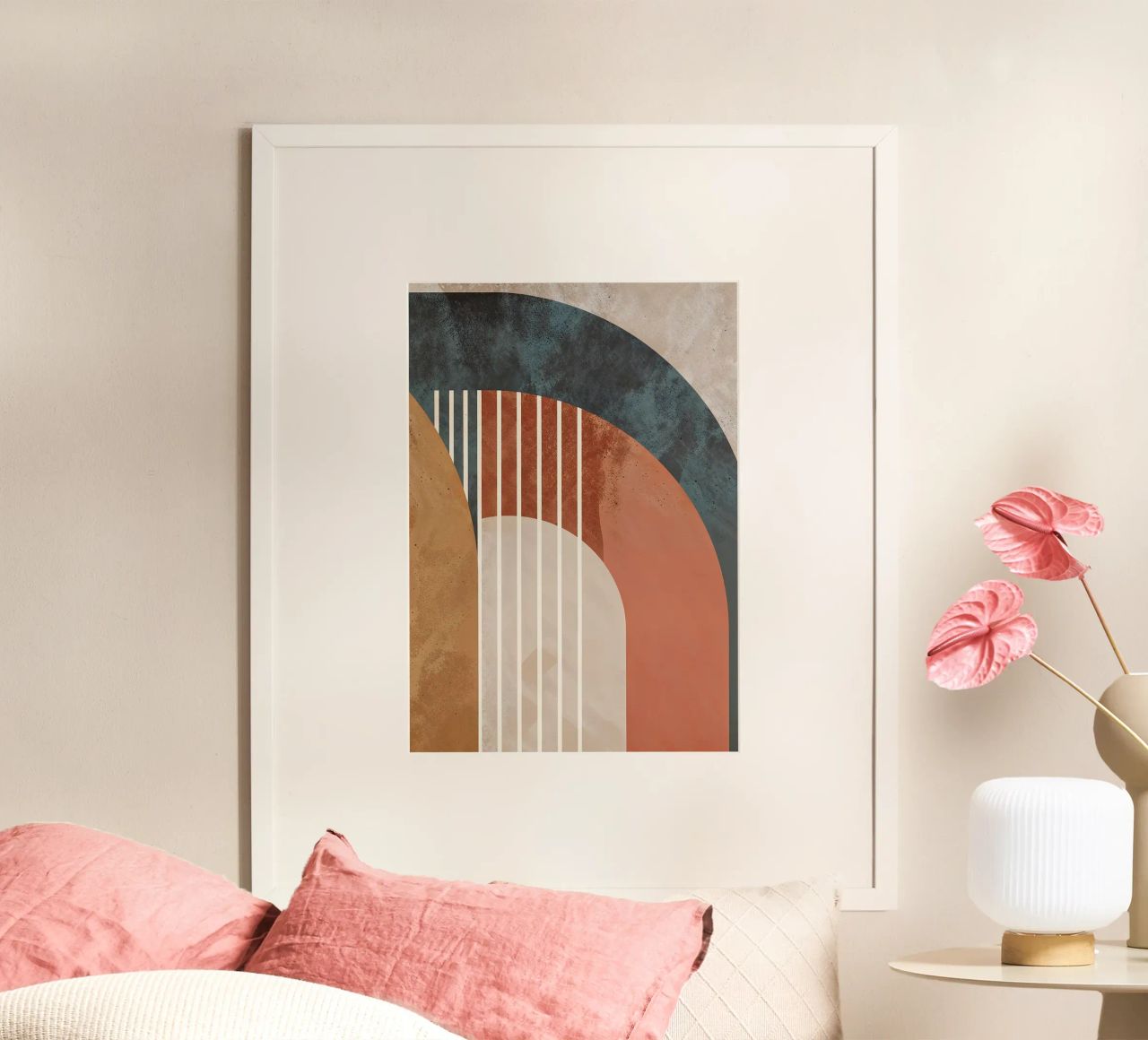 forme geometriche linee ad arco colori pastello curve arco astratto carta hahnemühle da Gloria A Kifyuk