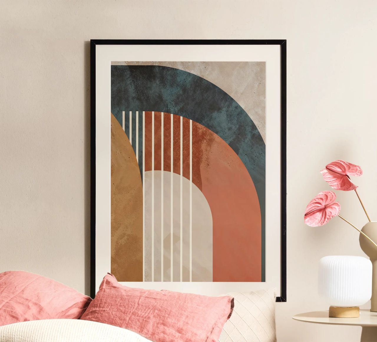 forme geometriche linee ad arco colori pastello curve arco astratto carta hahnemühle da Gloria A Kifyuk