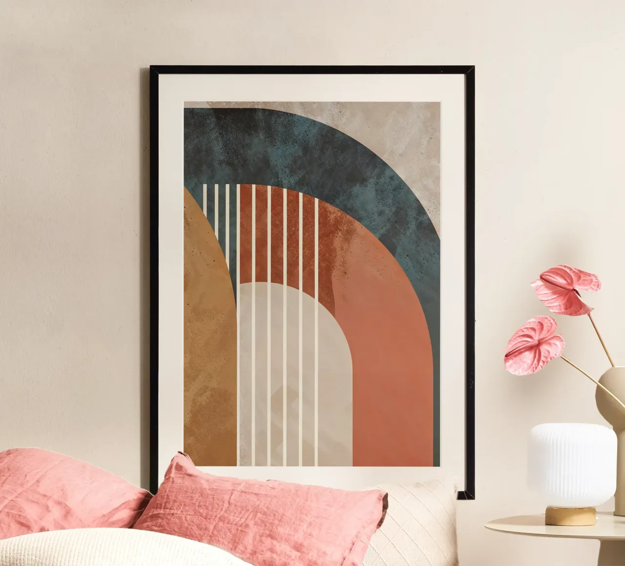 forme geometriche linee ad arco colori pastello curve arco astratto carta hahnemühle da Gloria A Kifyuk