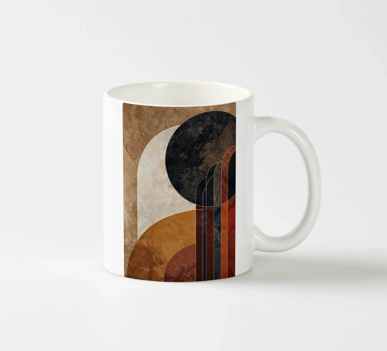 forme geometriche cerchi archi linee superfici strutturate terrene tazza in ceramica da Gloria A Kifyuk