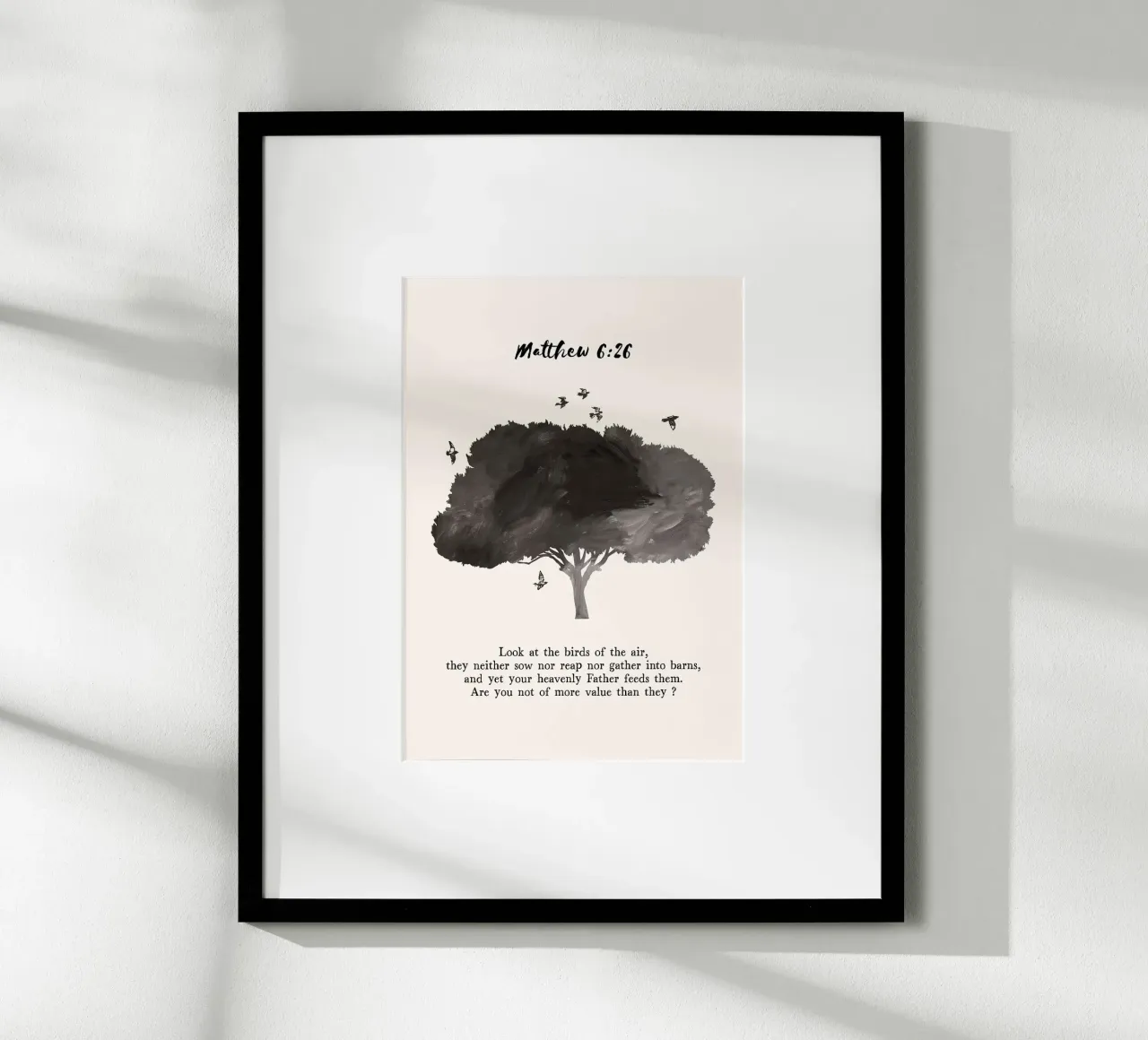 albero uccelli bibbia-verso biblico-riferimento testo silhouette na poster da minerva santiago