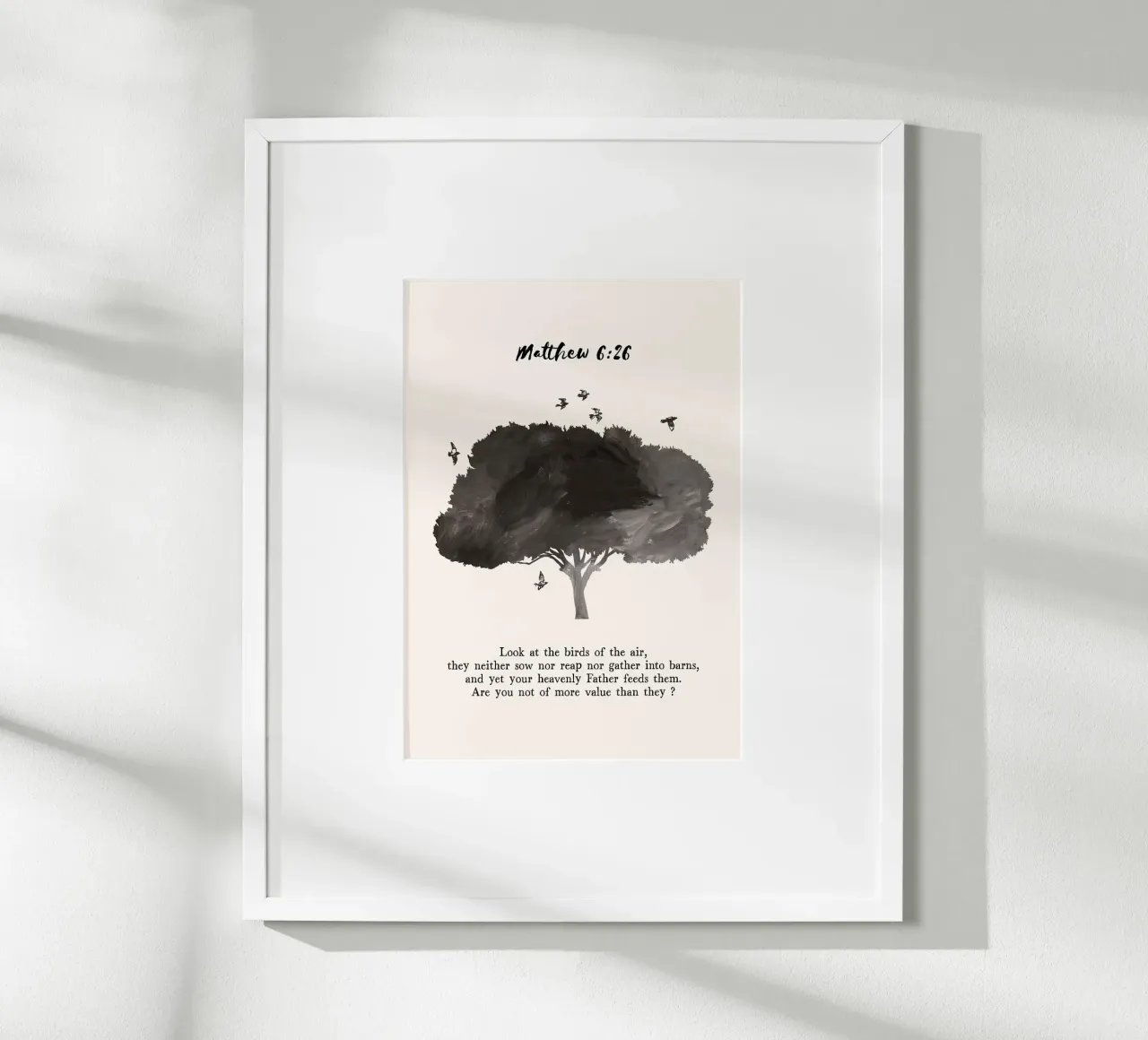 albero uccelli bibbia-verso biblico-riferimento testo silhouette na poster da minerva santiago
