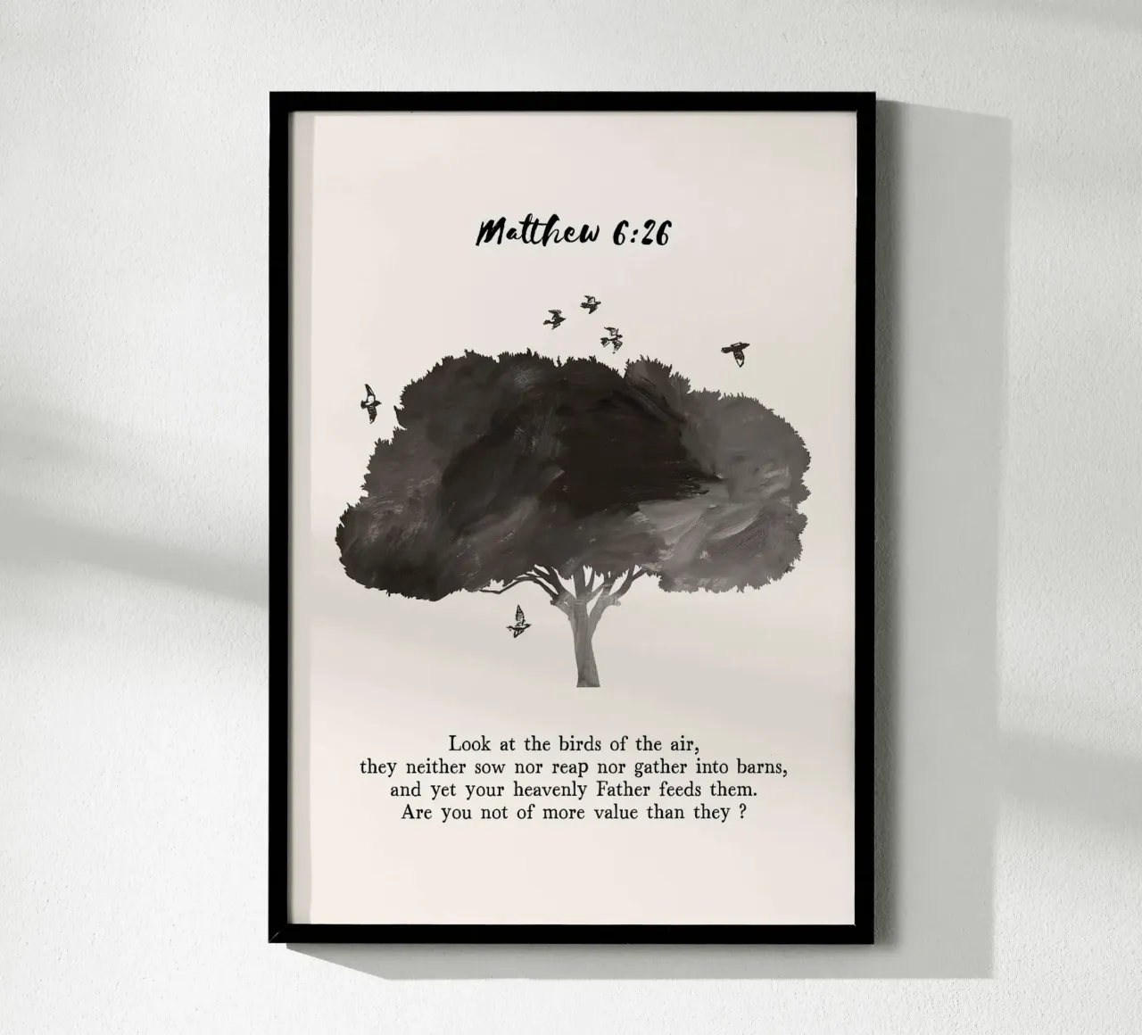 albero uccelli bibbia-verso biblico-riferimento testo silhouette na poster da minerva santiago