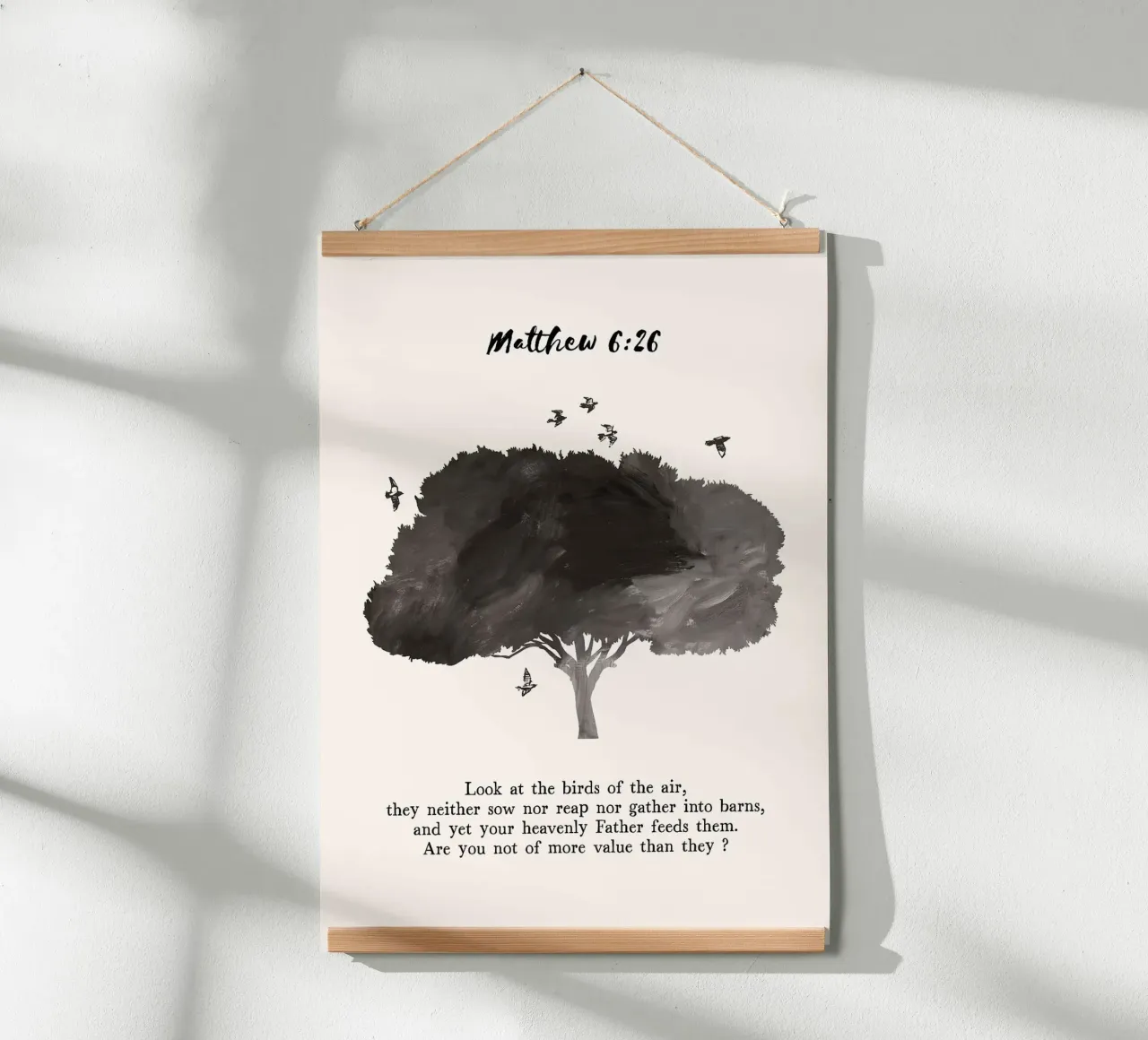 albero uccelli bibbia-verso biblico-riferimento testo silhouette na poster da minerva santiago
