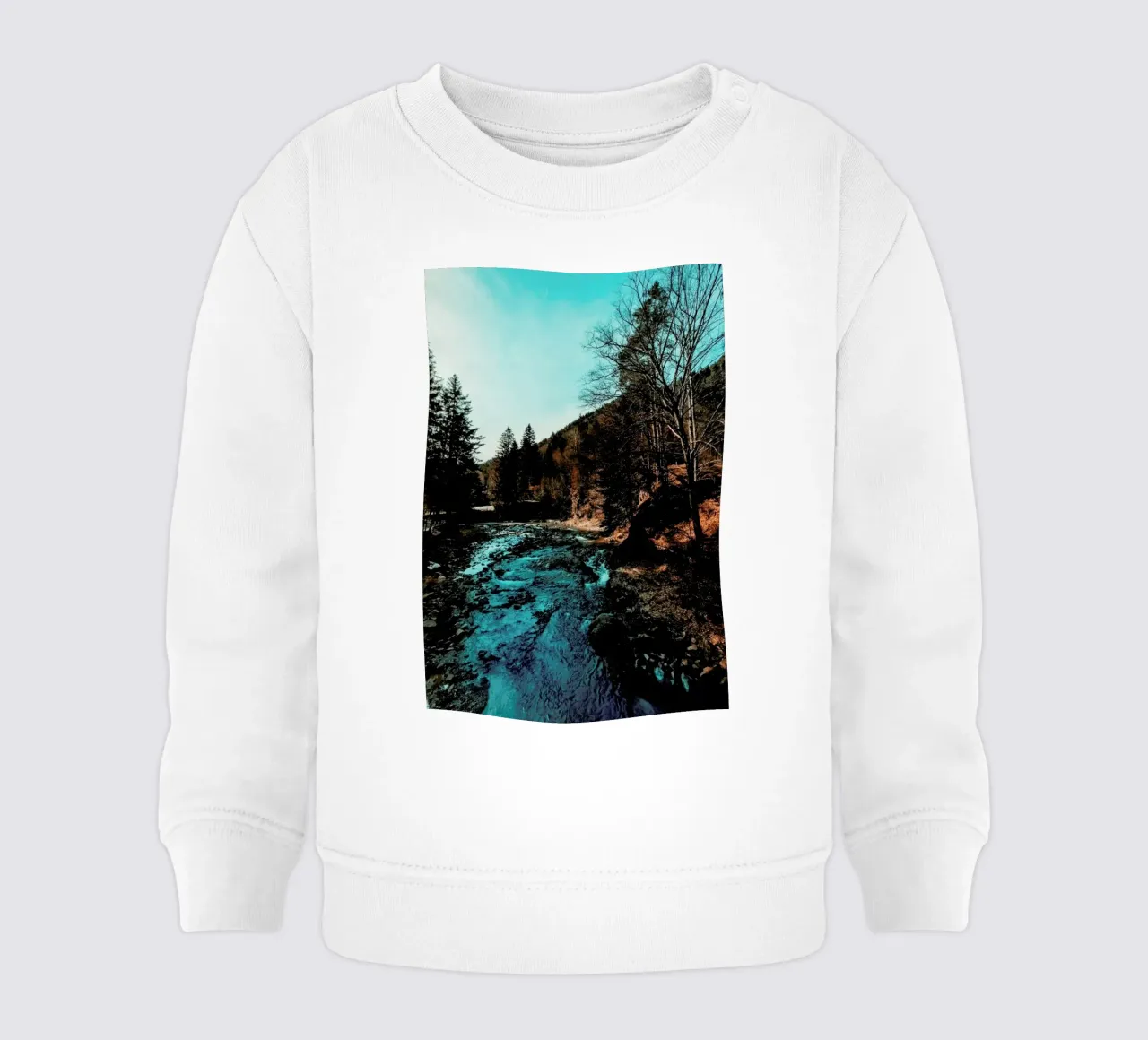 Idyllic River Through The Woods felpa neonato da Sebastian Hilgetag