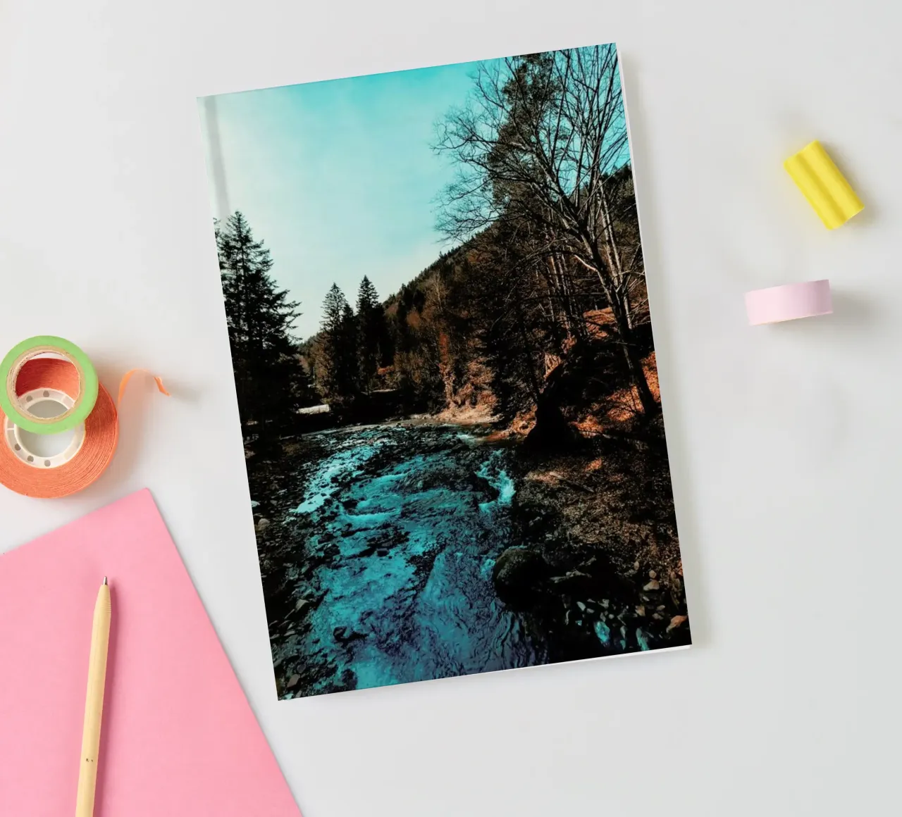 Idyllic River Through The Woods notebook by Sebastian Hilgetag