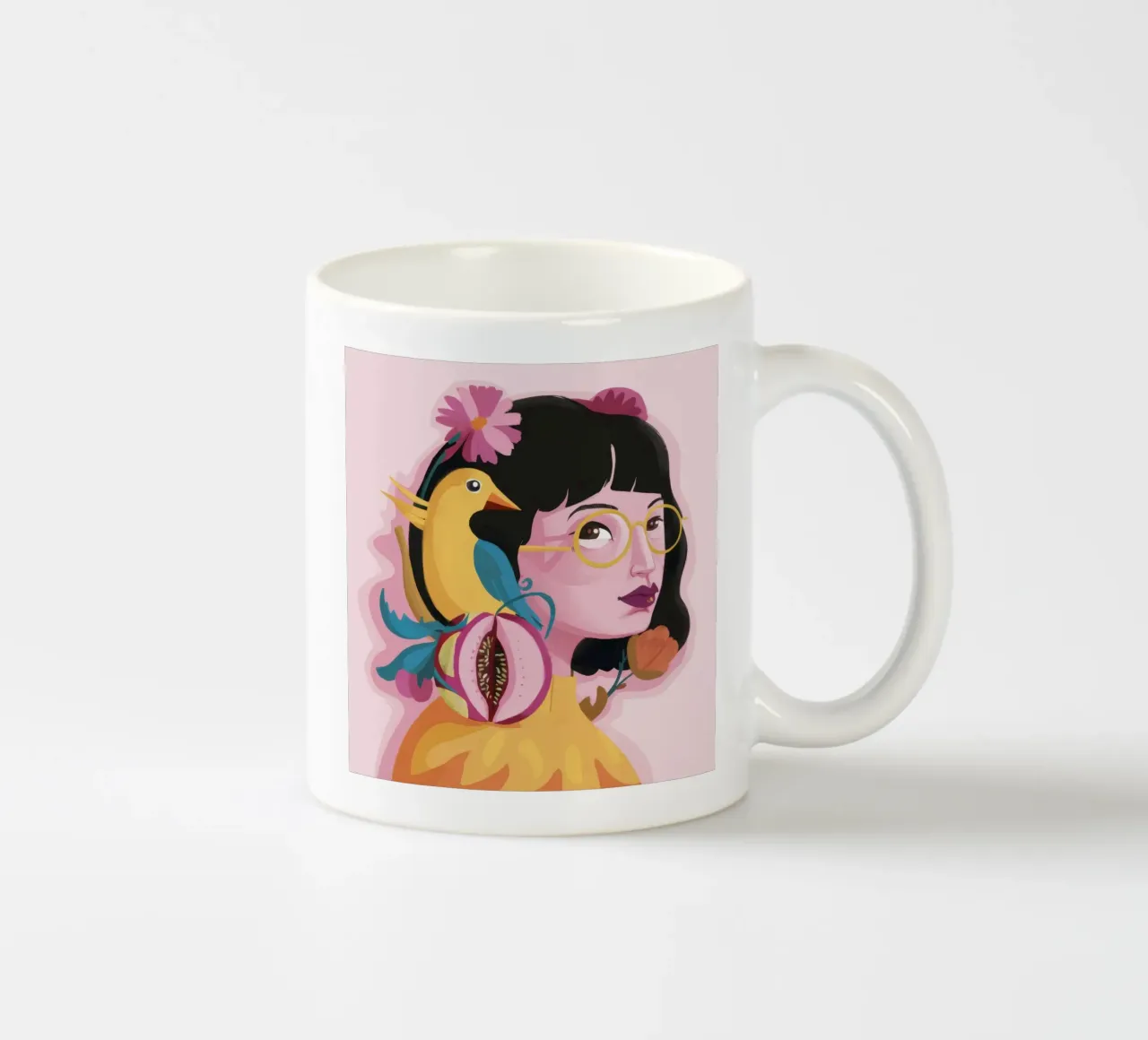 Birdsong Whisper Portrait ceramic mug by Zep Layers