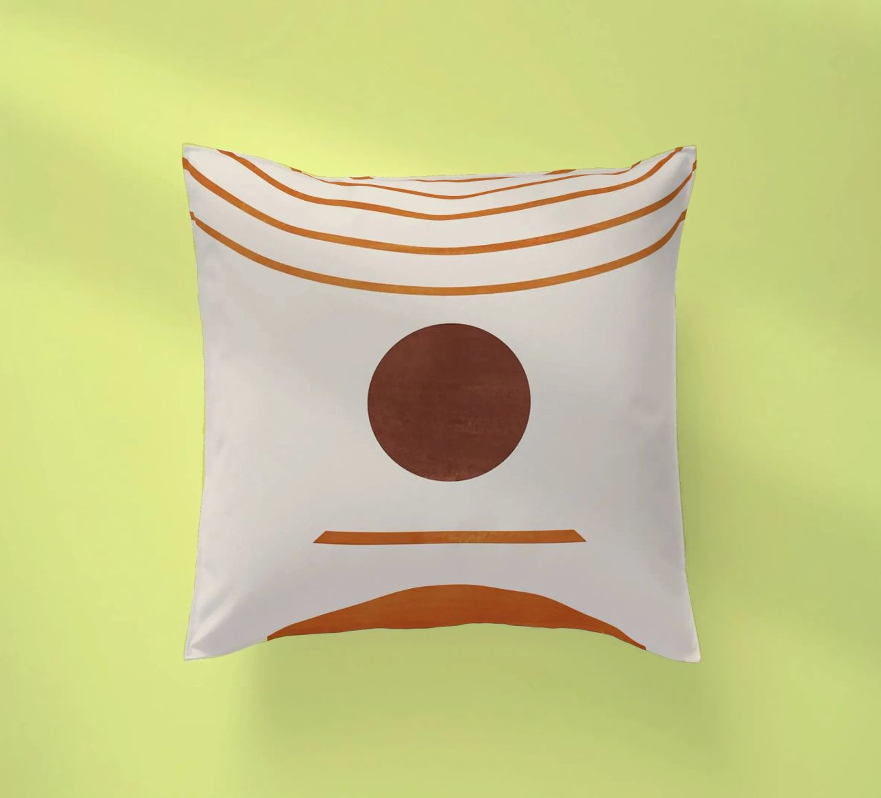 cerchio semicerchio linee curve forme geometriche arancio marrone cuscino da Hien T Huynh