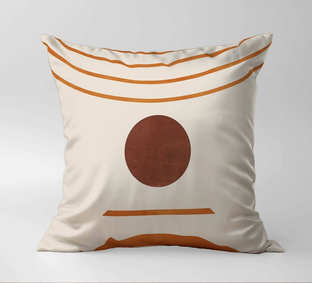 cerchio semicerchio linee curve forme geometriche arancio marrone cuscino da Hien T Huynh
