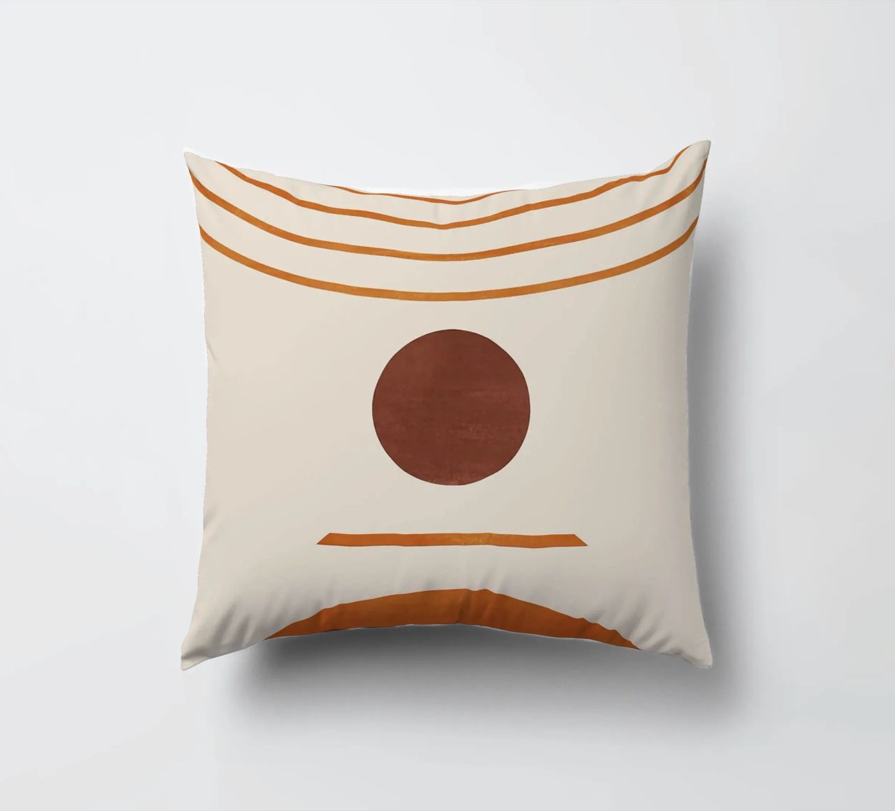 cerchio semicerchio linee curve forme geometriche arancio marrone cuscino da Hien T Huynh