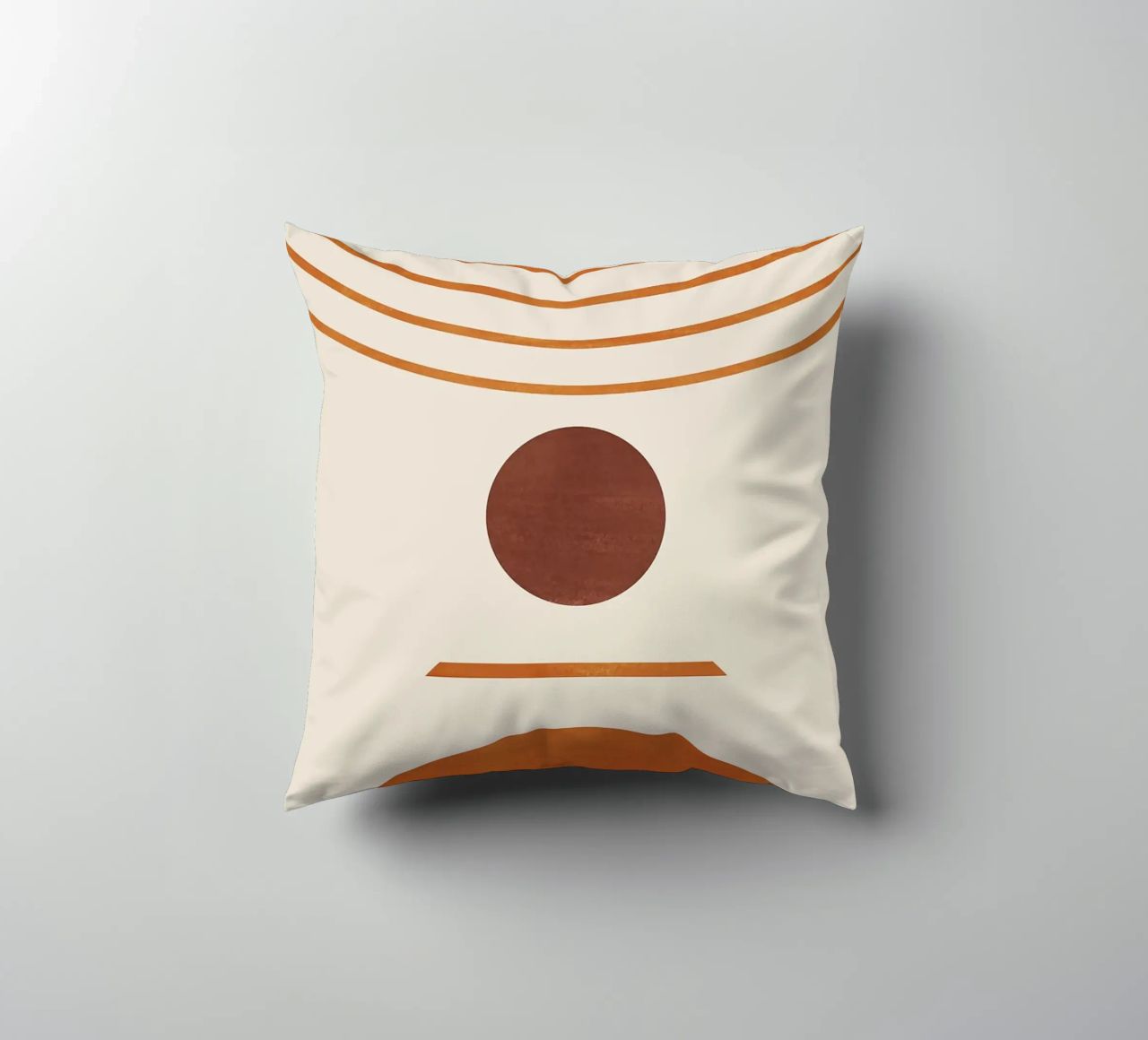 cerchio semicerchio linee curve forme geometriche arancio marrone cuscino da Hien T Huynh