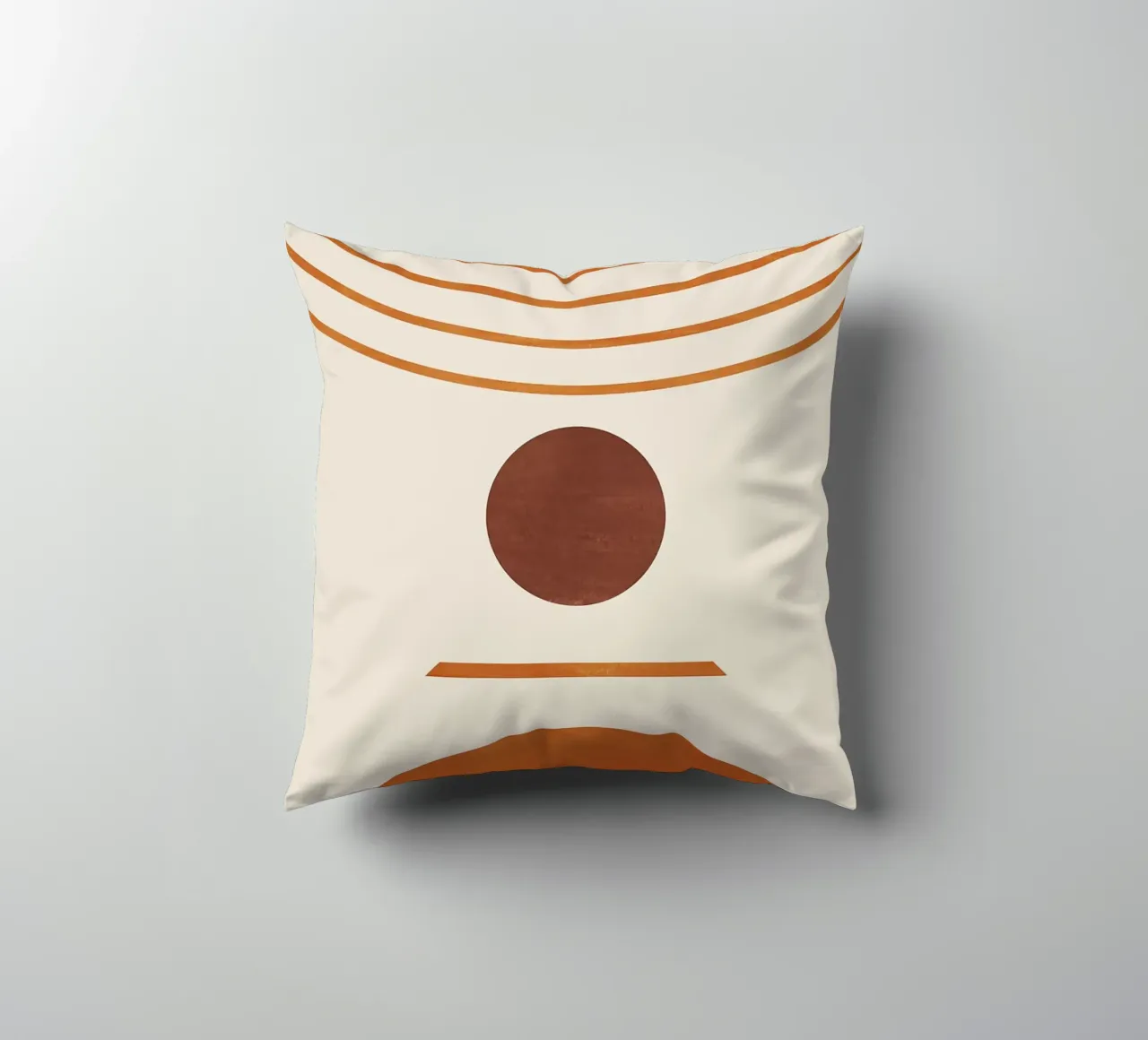 Kreis Halbkreis Linien Kurve geometrische Formen orange braun Kissen von Hien T Huynh