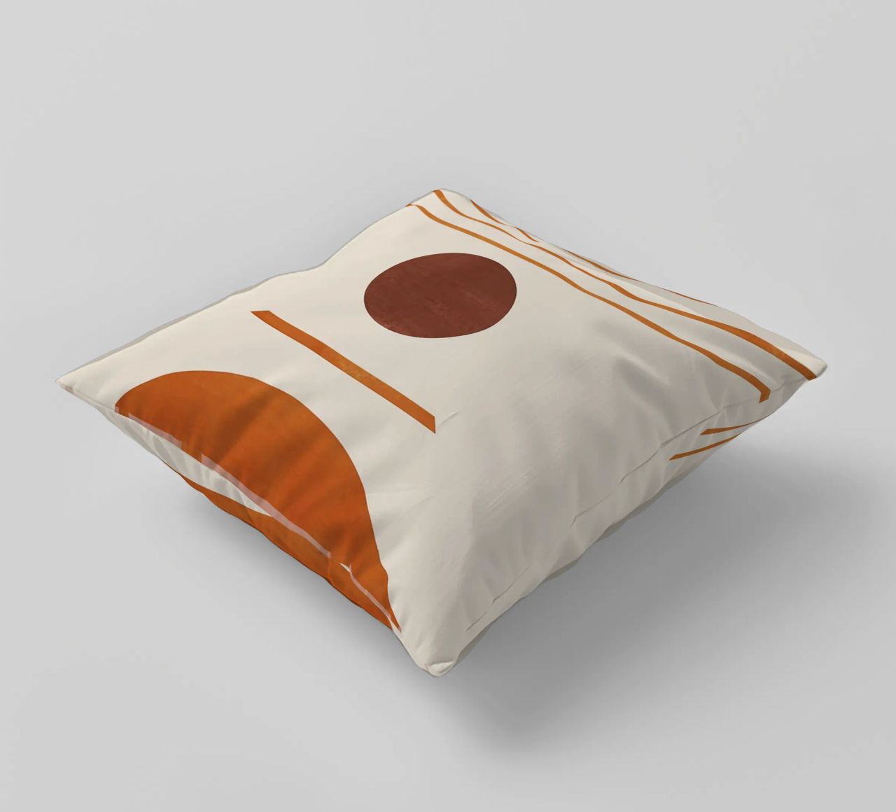 cerchio semicerchio linee curve forme geometriche arancio marrone cuscino da Hien T Huynh
