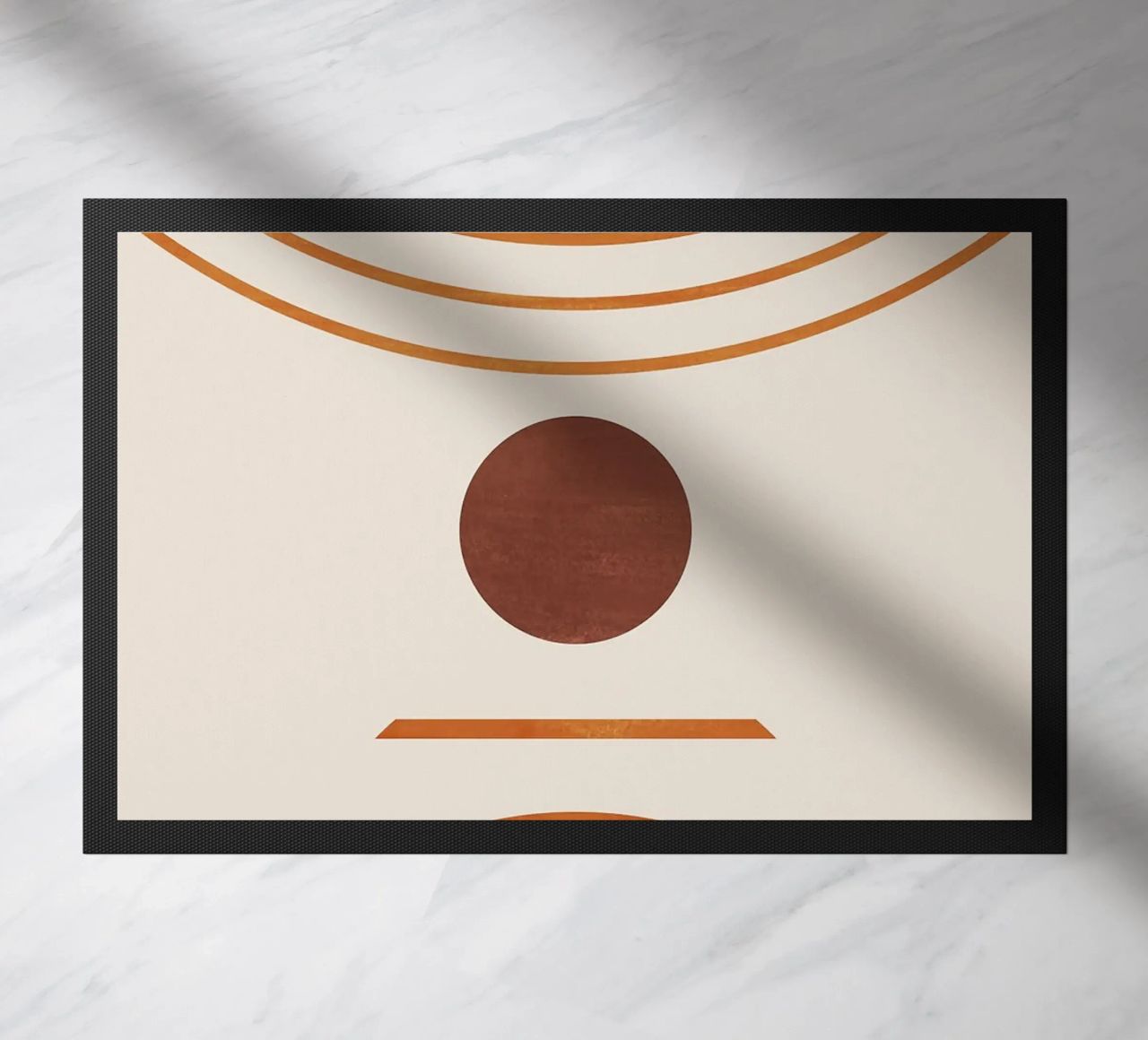 cerchio semicerchio linee curve forme geometriche arancio marrone zerbino da Hien T Huynh