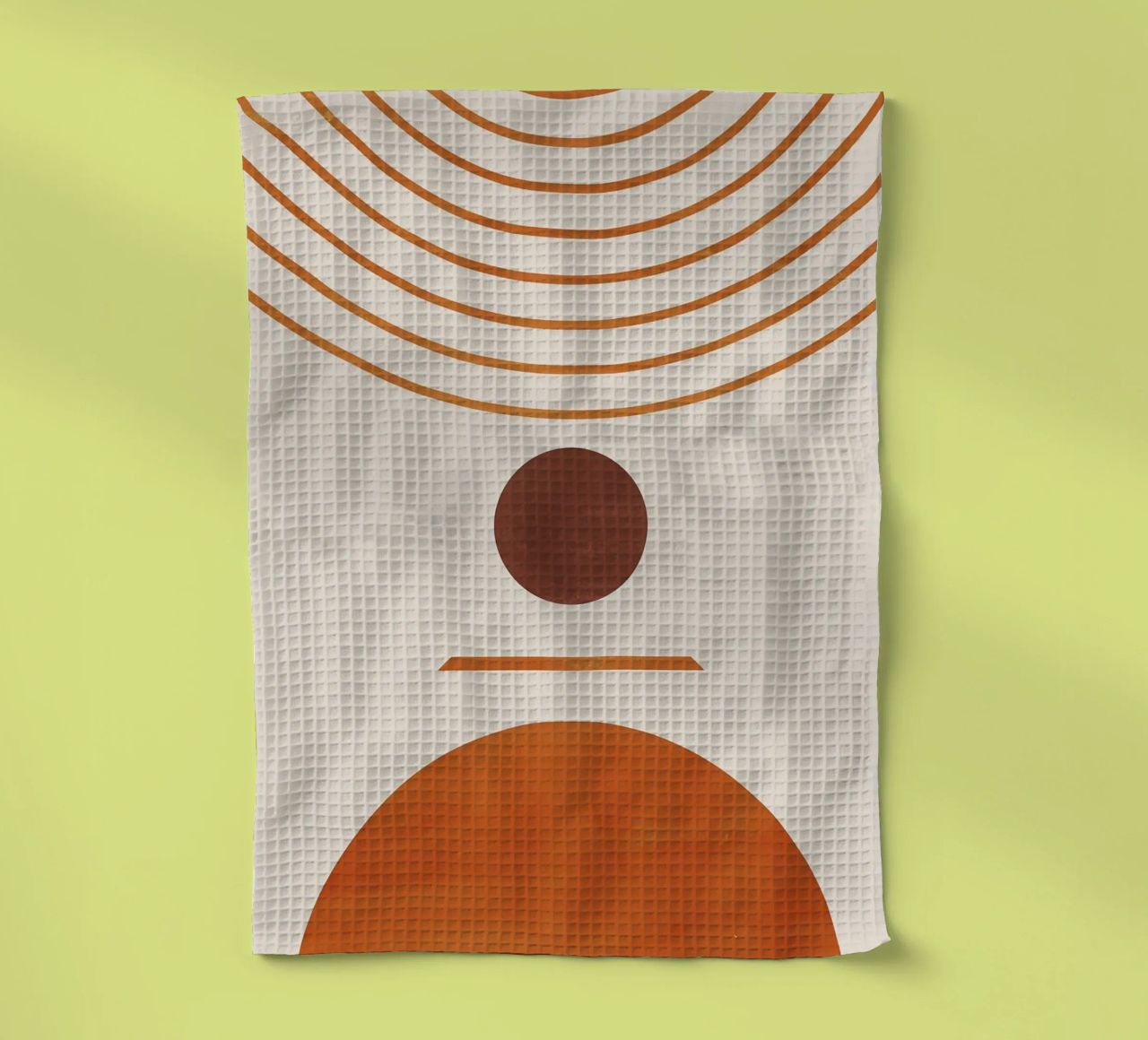 cerchio semicerchio linee curve forme geometriche arancio marrone canovaccio da cucina da Hien T Huynh