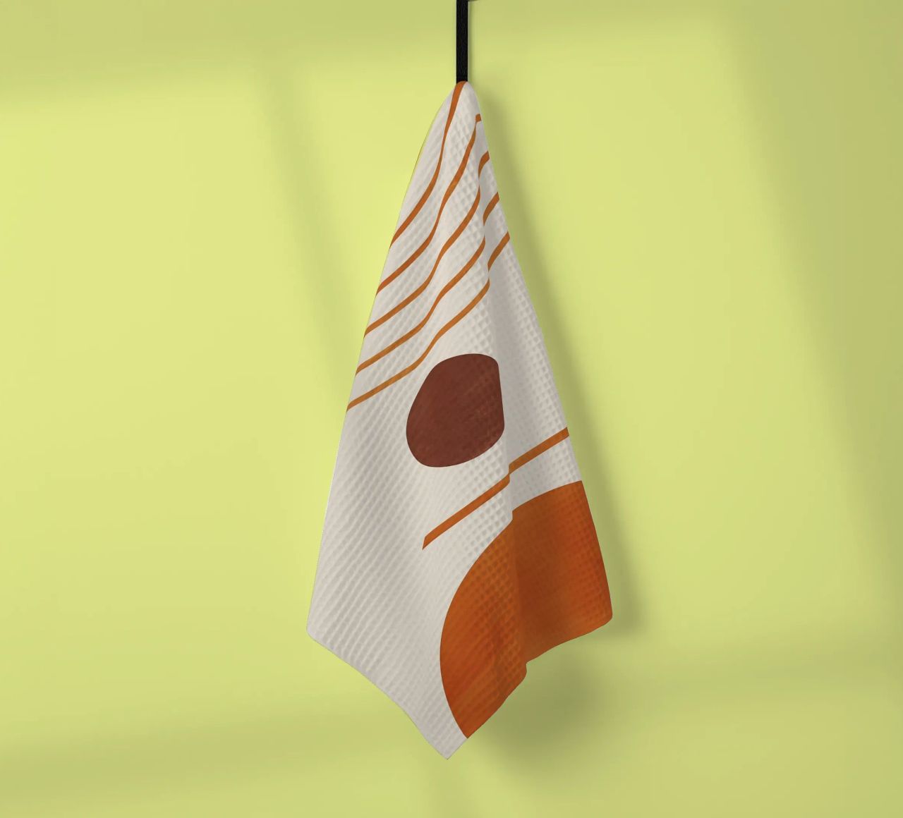 cerchio semicerchio linee curve forme geometriche arancio marrone canovaccio da cucina da Hien T Huynh