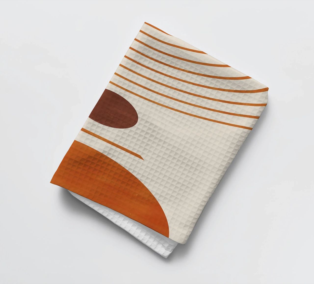 cerchio semicerchio linee curve forme geometriche arancio marrone canovaccio da cucina da Hien T Huynh