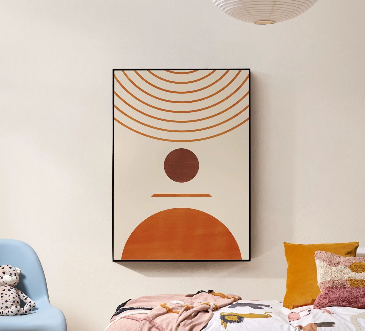 cerchio semicerchio linee curve forme geometriche arancio marrone plexiglass da Hien T Huynh