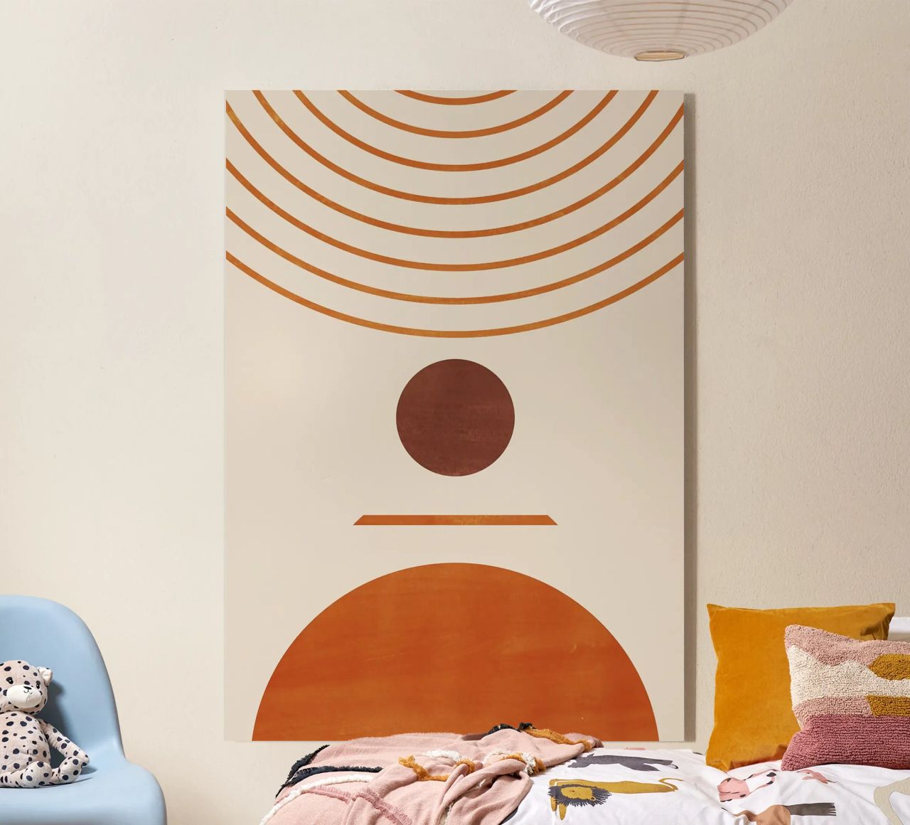 cerchio semicerchio linee curve forme geometriche arancio marrone plexiglass da Hien T Huynh